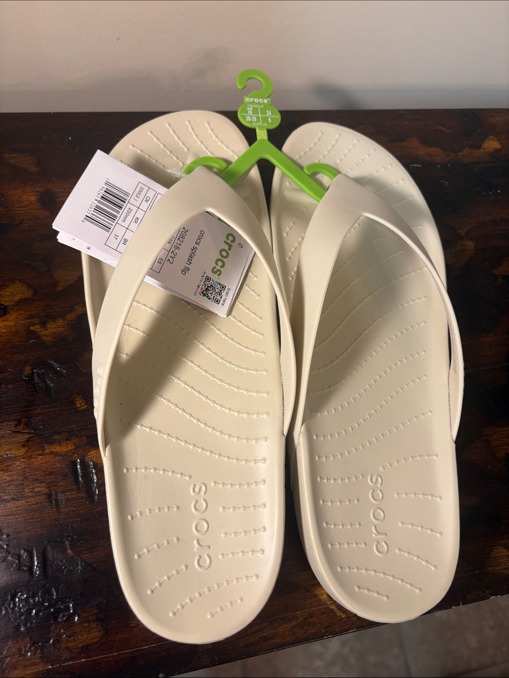 CROCS Women's Flip Sandals in Cream